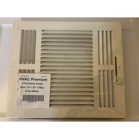 New HVAC Premium Flat Stamp Grille 3 Way 12”‎ X 10” White - Picture 5 of 6